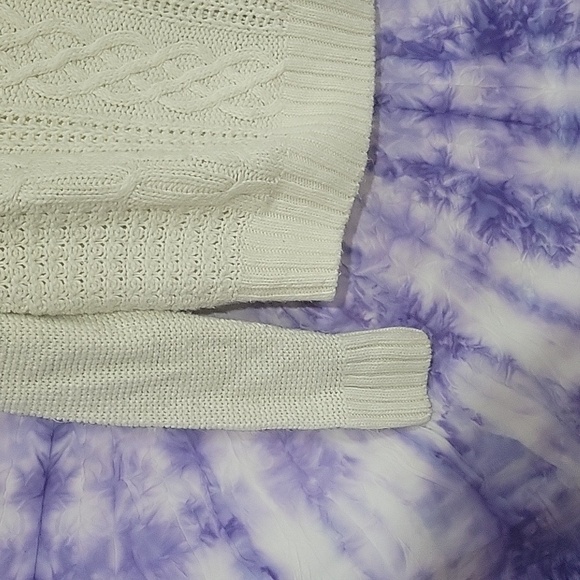 JF J.Ferra Men's White Cable Knit Cowl Sweater Size Small Women's Size Medium - Picture 4 of 7